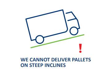 no steep inclines for pallet delivery